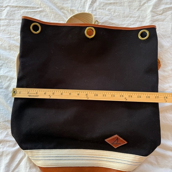 Sperry Black and Tan Duffle Canvas Backpack - Picture 5 of 8